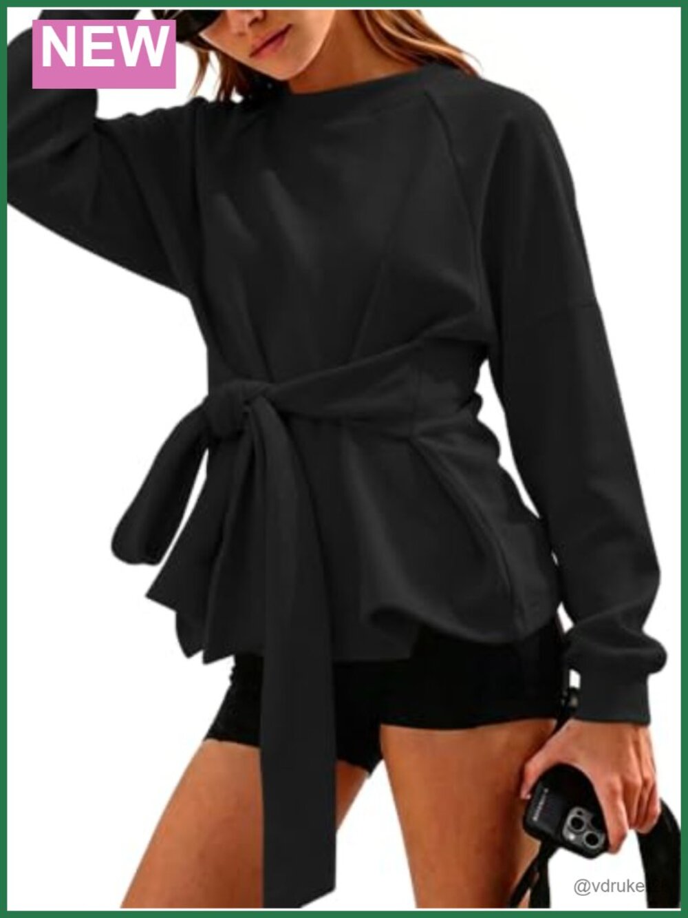 Tie Knot Front Sweatshirt Long Sleeve Pullover Casual Tunic Top